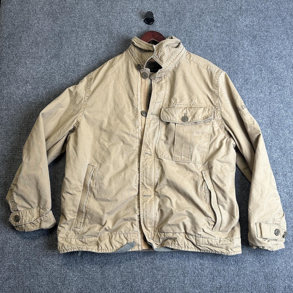 Gap Alpine Standard Issue Jacket Mens XL Beige Canvas Military Full Zip‎ Short
